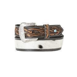N210000401 NOCONA MENS BELT 1 7/8" - 1 1/2" CALF HAIR BLACK
