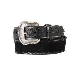 N210000301 NOCONA MENS BELT 1 7/8" - 1 1/2" ROUGHOUT BUCK LACING BLACK