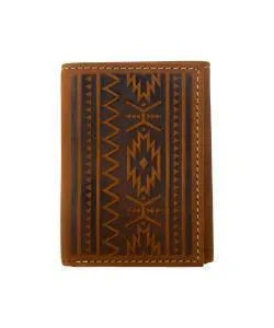 N500049244 NOCONA MENS TRIFOLD WALLET SOUTHWEST EMBOSSED
