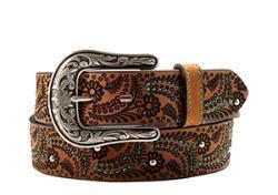 N320006902 NOCONA WOMENS BELT TURQUOISE AND BROWN