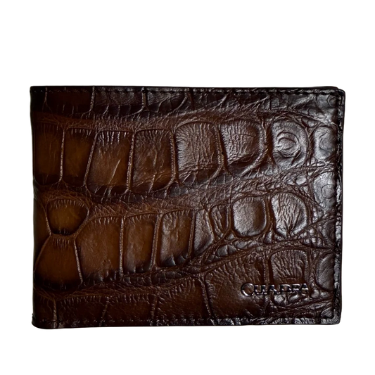 DU712 CUADRA MEN'S HONEY ALLIGATOR STUDS BIFOLD WALLET