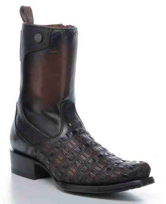 CU940 CUADRA CHOCOLATE & BLACK NARROW SQUARE BOOTS