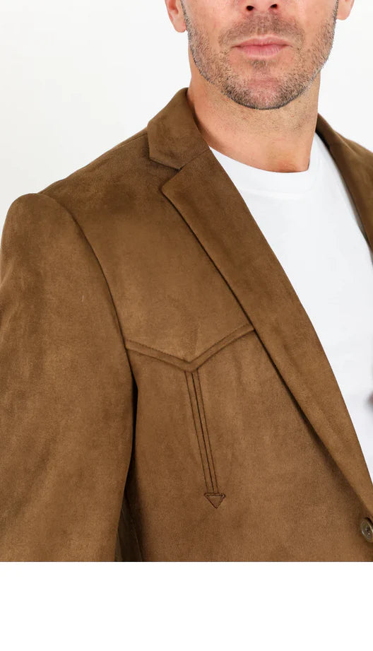 BLZ9447 PLATINI MEN'S DOUBLE BUTTON FAUX SUEDE BLAZER