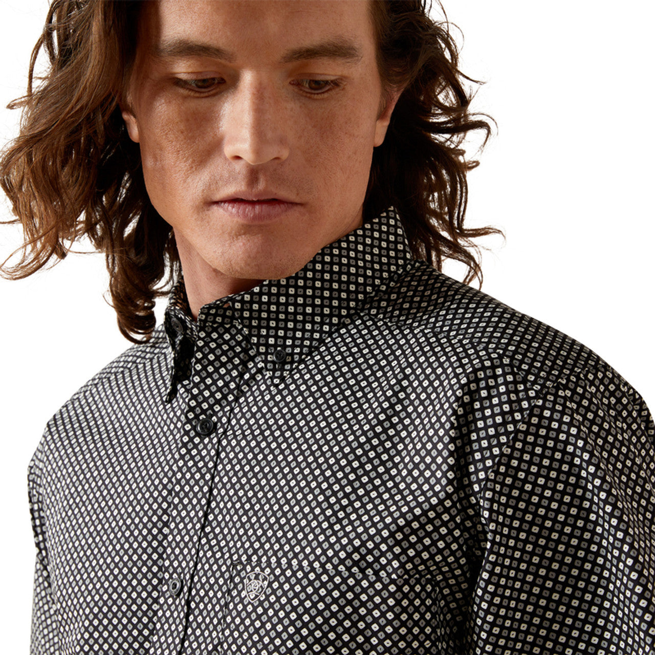 10065848 ARIAT TROY FITTED BLACK PRINT SHIRT