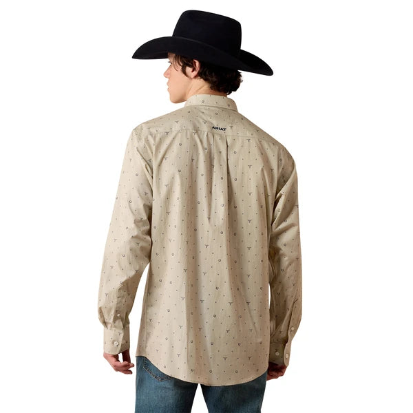 10080581 ARIAT WF SAM OYSTER GREY PRINT MENS SHIRT