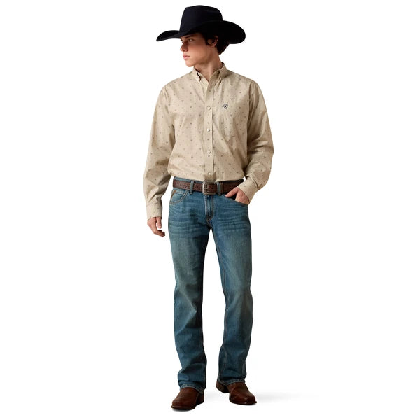 10080581 ARIAT WF SAM OYSTER GREY PRINT MENS SHIRT