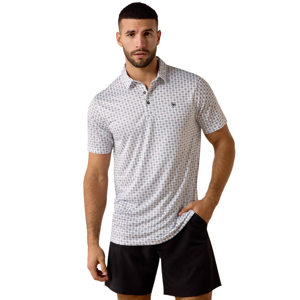 10073433 ARIAT WHITE SOUTHWEST TRIANGLE-MENS POLO