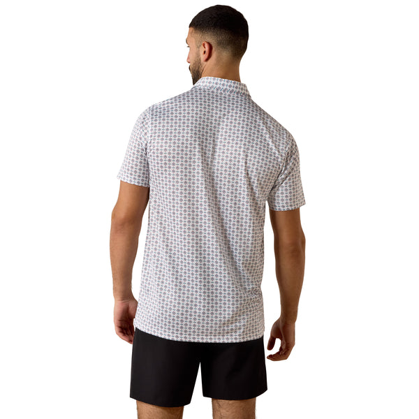10073433 ARIAT WHITE SOUTHWEST TRIANGLE-MENS POLO