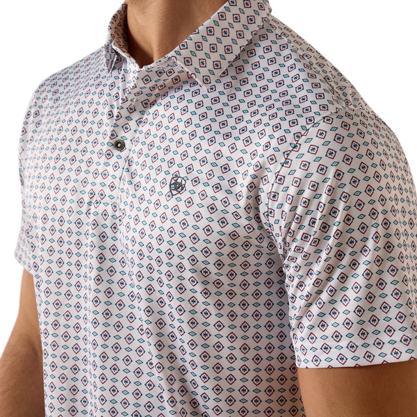 10073433 ARIAT WHITE SOUTHWEST TRIANGLE-MENS POLO