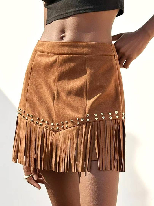 Vintage Fringe Western Cowgirl Stud Skirt