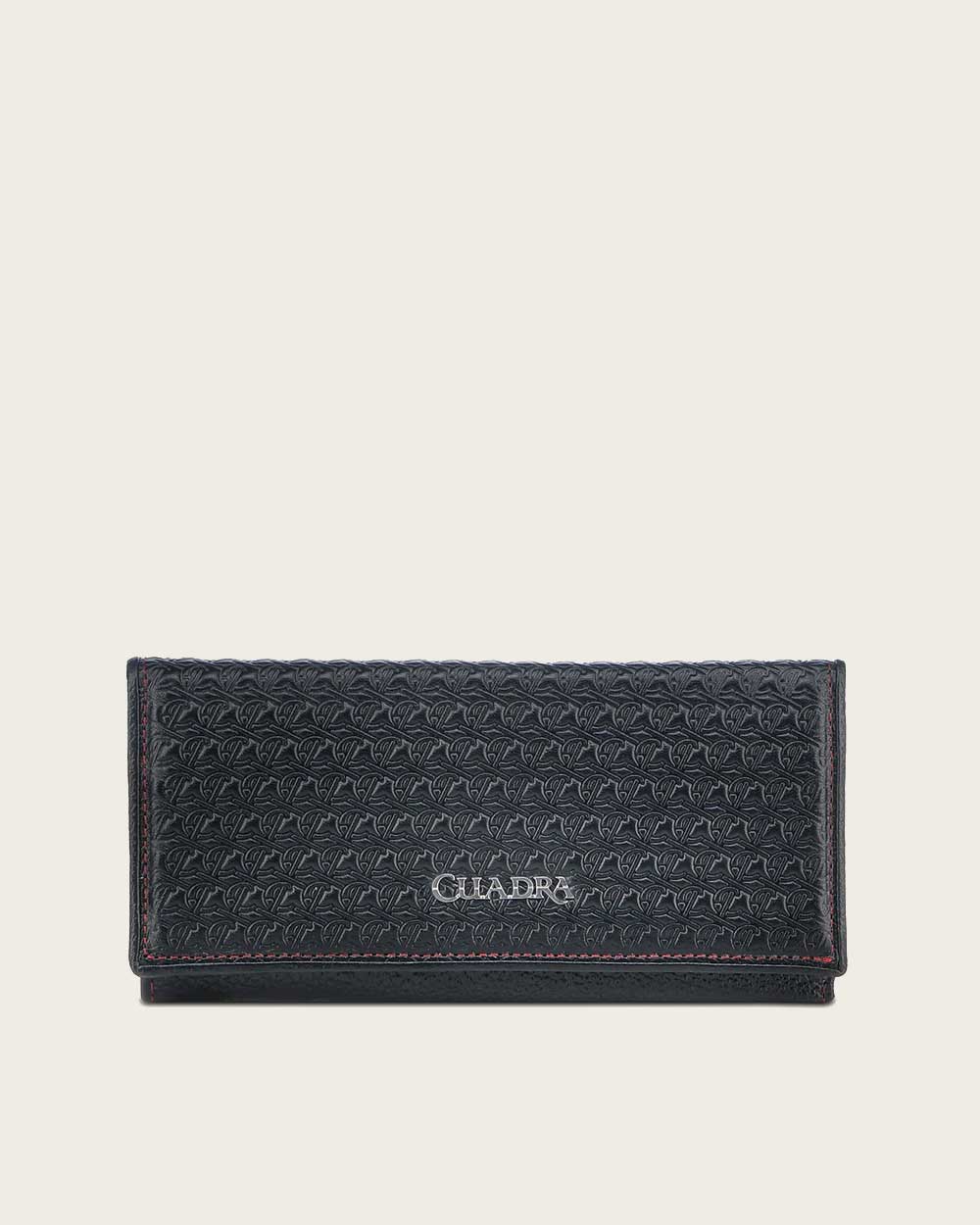 DU672 BLACK ENGRAVED BOVINE TRIFOLD WALLED