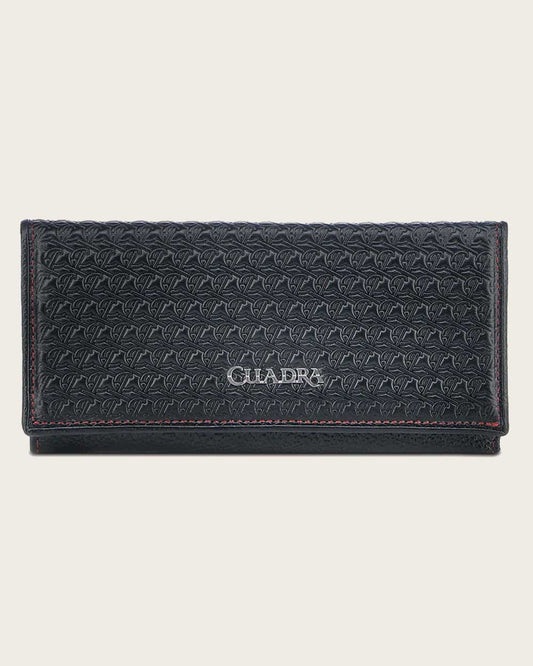 DU672 BLACK ENGRAVED BOVINE TRIFOLD WALLED