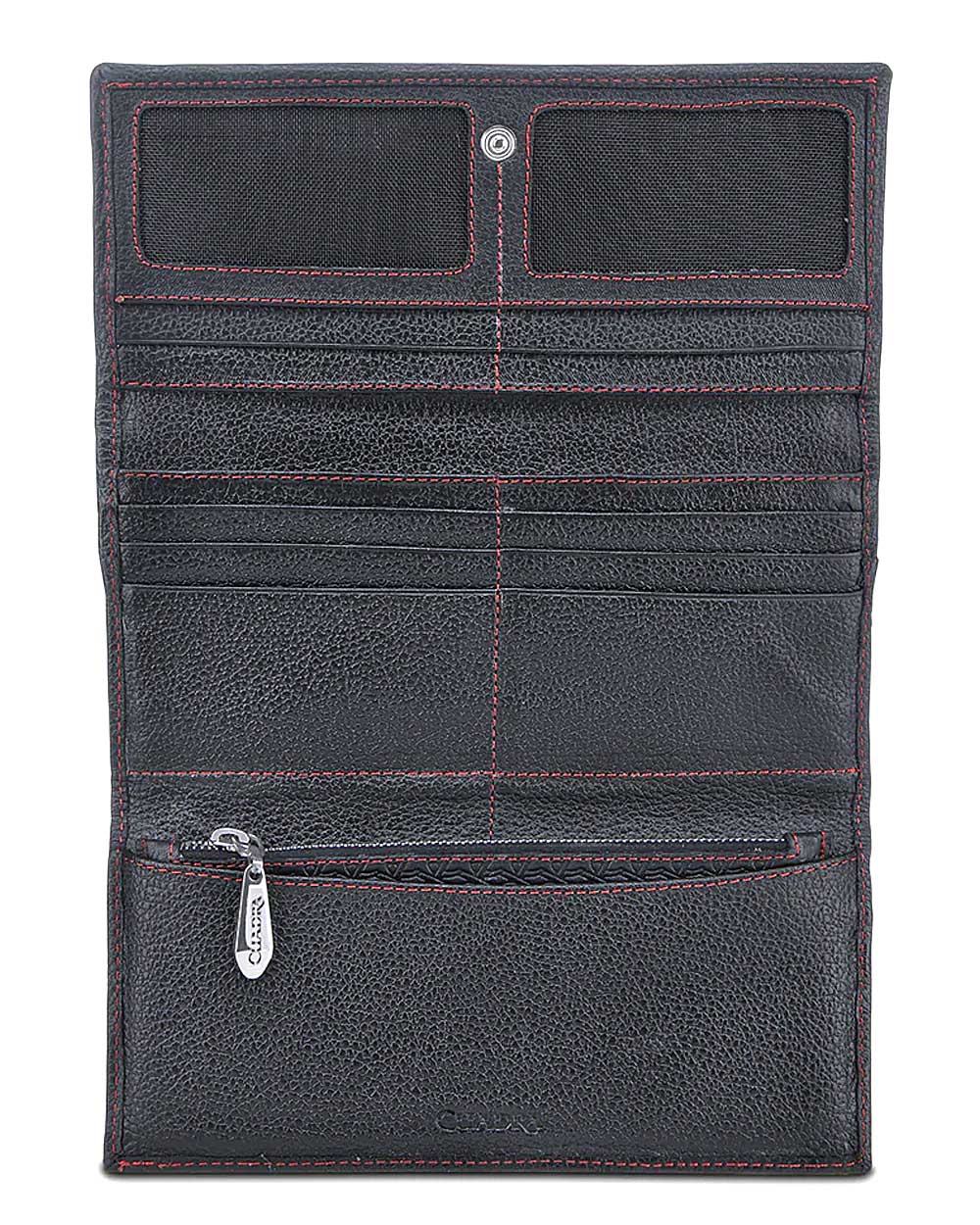 DU672 BLACK ENGRAVED BOVINE TRIFOLD WALLED