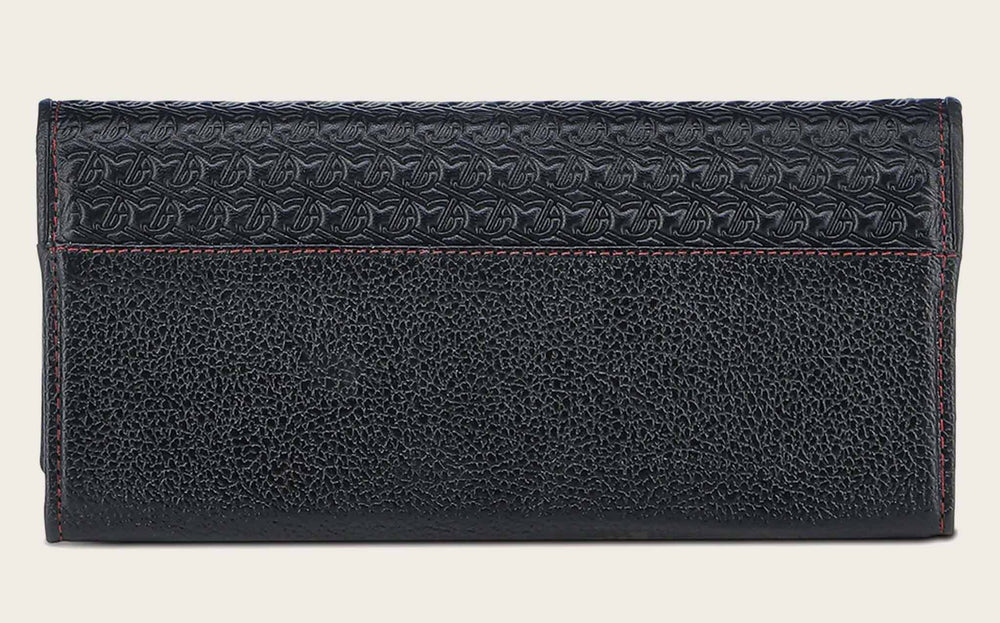 DU672 BLACK ENGRAVED BOVINE TRIFOLD WALLED