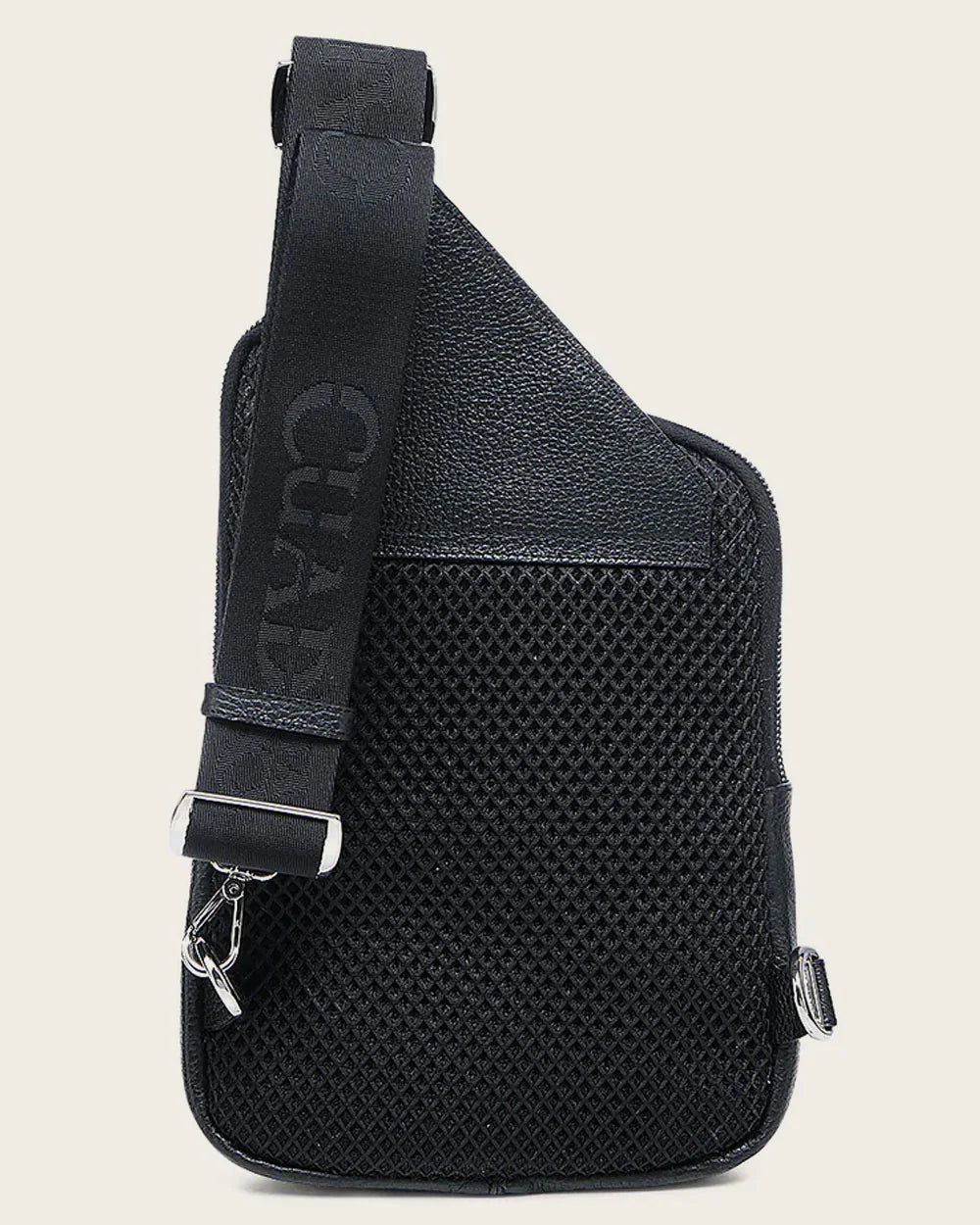 DU728 CUADRA GREY CONTRASTING LEATHERS EXOTIC MESSENGER BAG