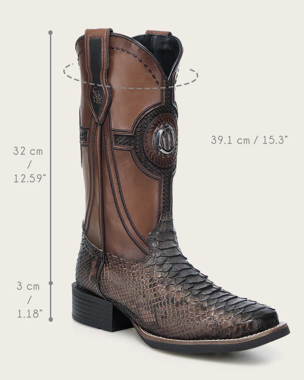CC287 WESTERN RODEO HONEY PYTHON BOOT