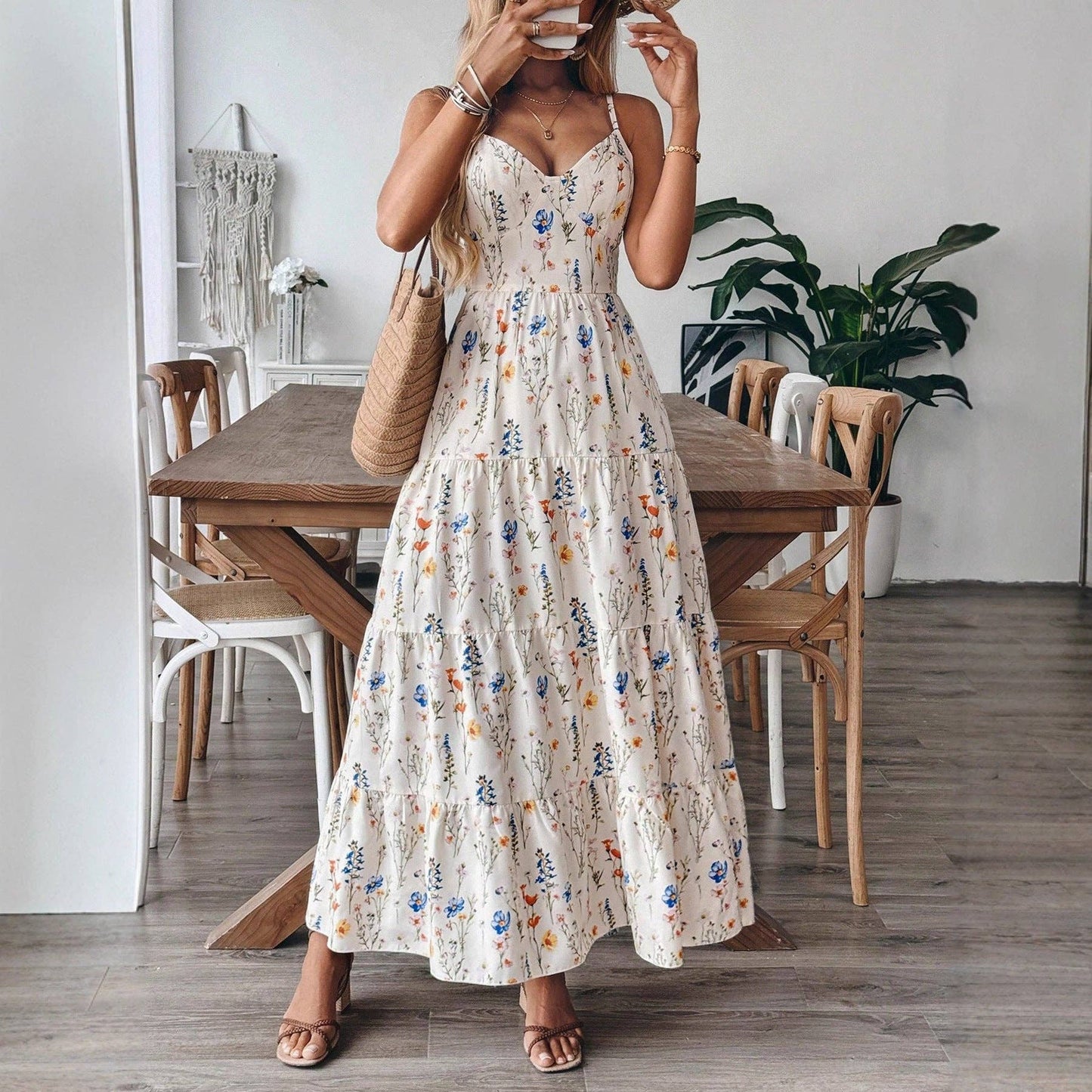 2026 Women The Resort Strappy Sleeveless Midi Dress