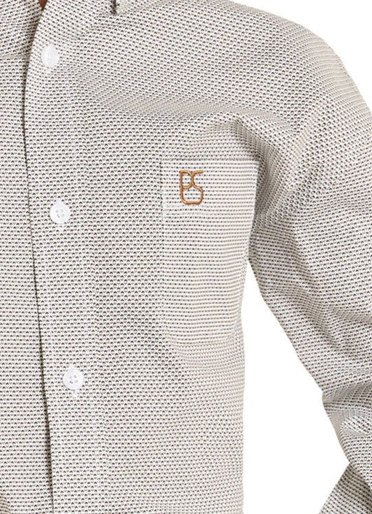 SBB2S07412 BOYS LS 1 PKT BTTN BEIGE SHIRT