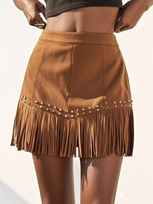 Vintage Fringe Western Cowgirl Stud Skirt