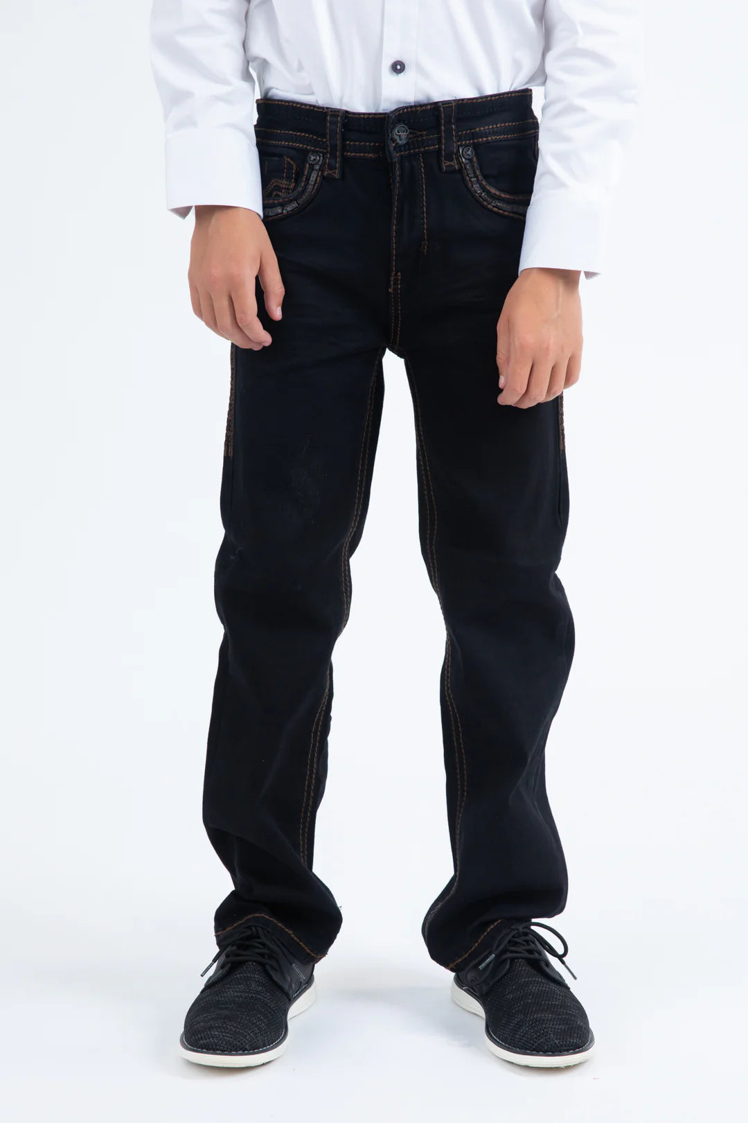 PHK11106 HOLT KIDS BLACK SLIM BOOT CUT JEANS