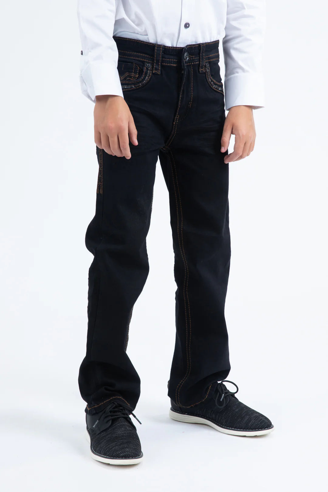 PHK11106 HOLT KIDS BLACK SLIM BOOT CUT JEANS