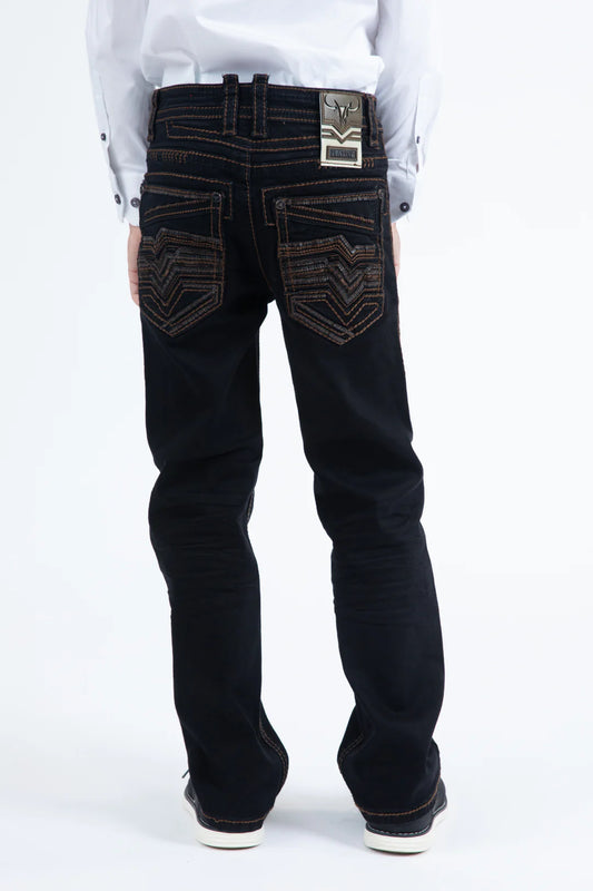 PHK11106 HOLT KIDS BLACK SLIM BOOT CUT JEANS