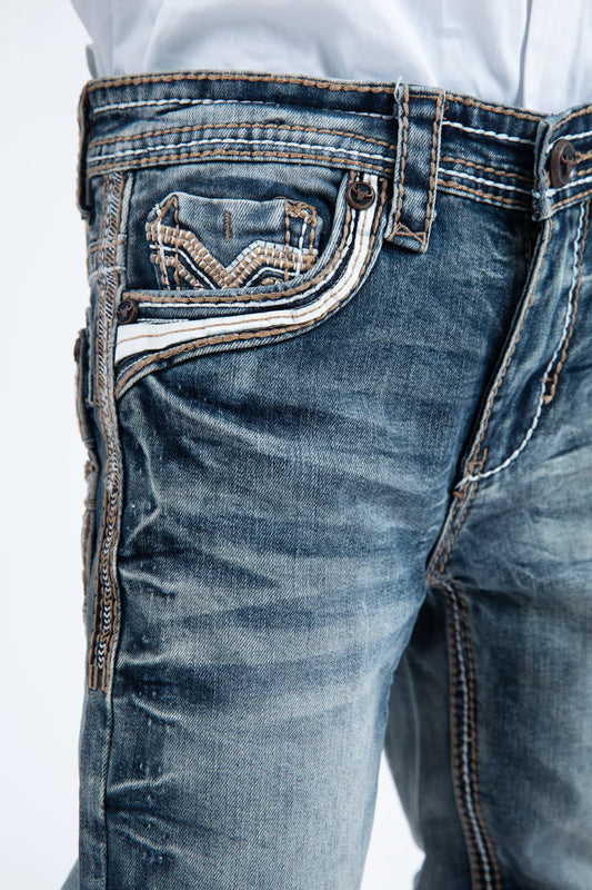 PHK11105 HOLT KIDS BKUE SKIM BOOT CUT JEANS