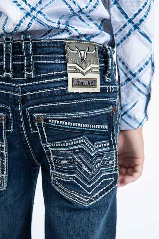 PHK11103 HOLT KIDS BLUE SLIM BOOT CUT JEANS