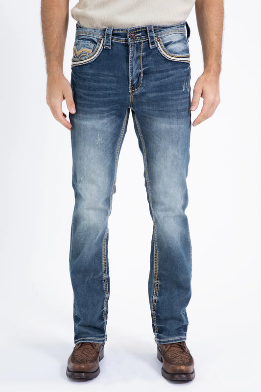 PHD10321 HOLT BLUE SLIM BOOT CUT JEANS