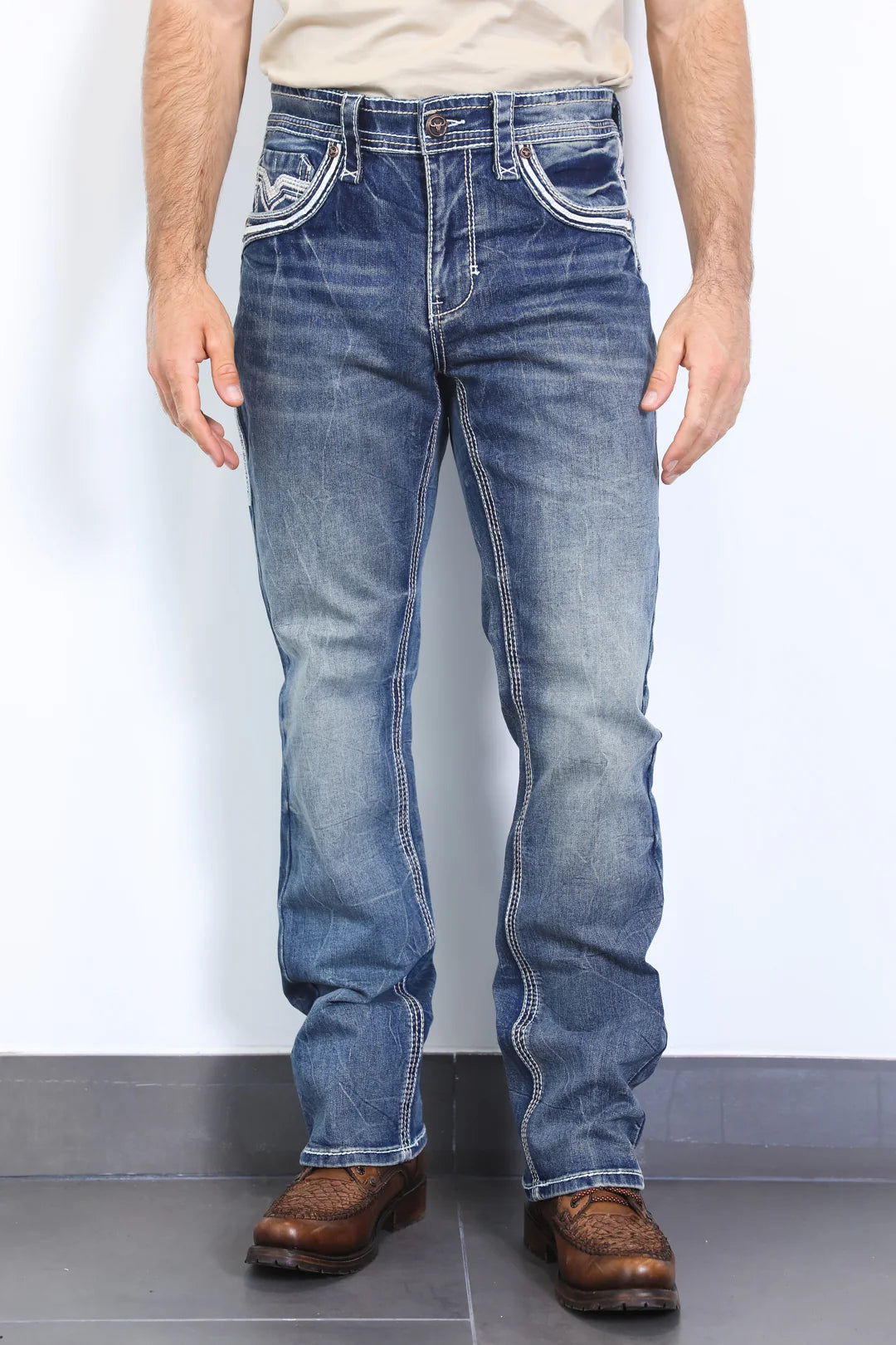 PHD10328 HOLT MEN'S BLUE SLIM BOOT CUT JEANS