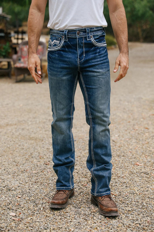 PHD10328 HOLT MEN'S BLUE SLIM BOOT CUT JEANS