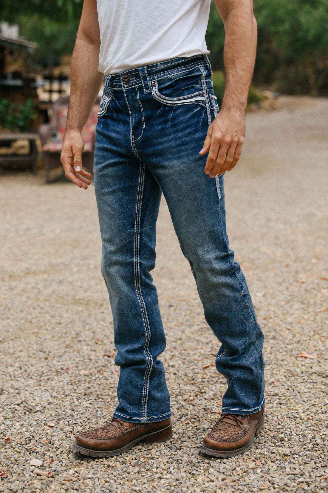 PHD10328 HOLT MEN'S BLUE SLIM BOOT CUT JEANS