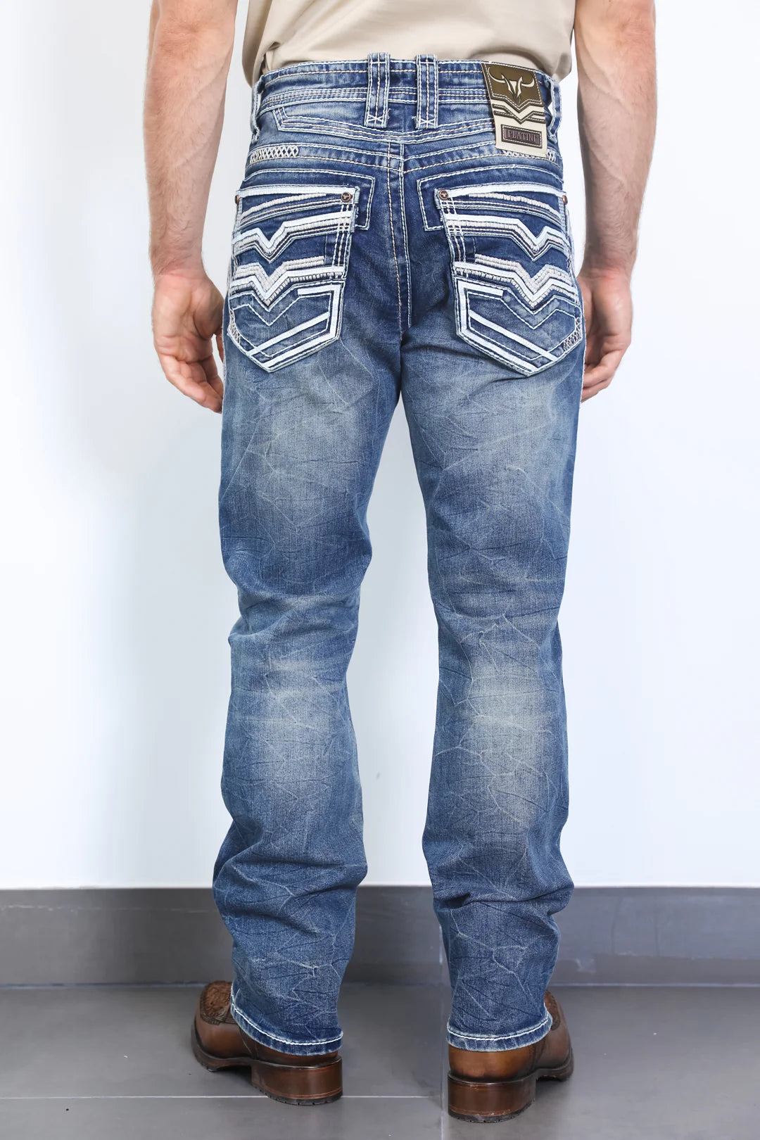 PHD10328 HOLT MEN'S BLUE SLIM BOOT CUT JEANS