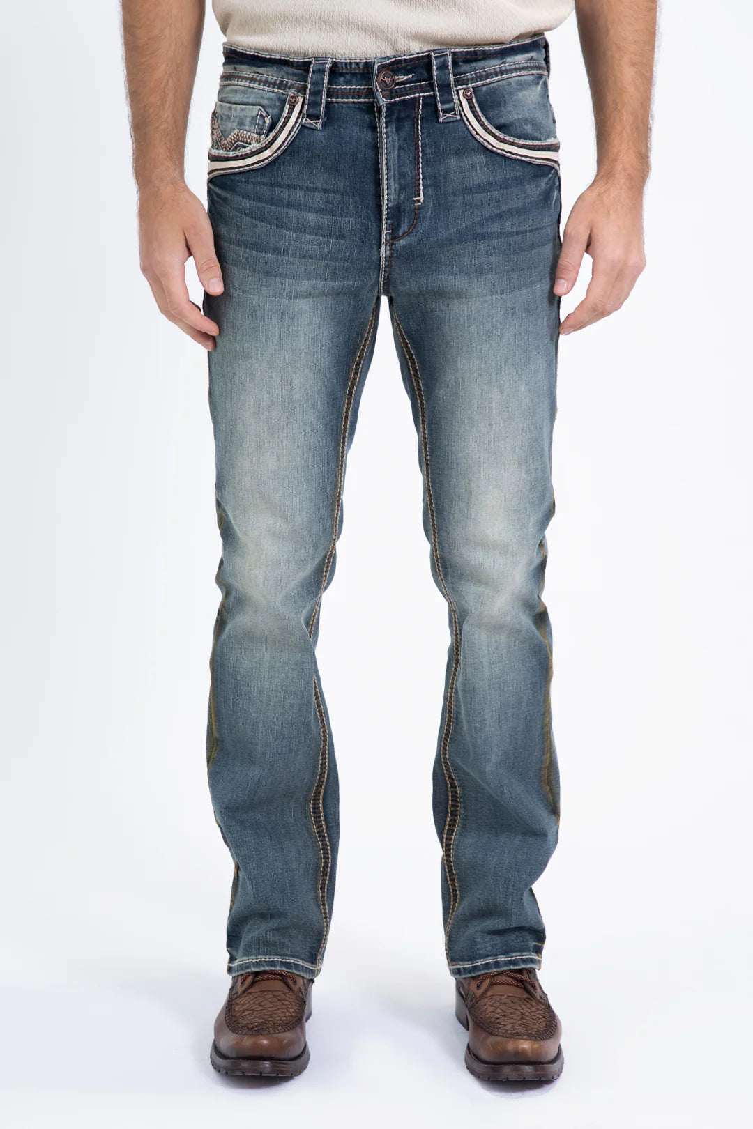 PHD10319 HOLD DARK STONE SLIM BOOT CUT JEANS