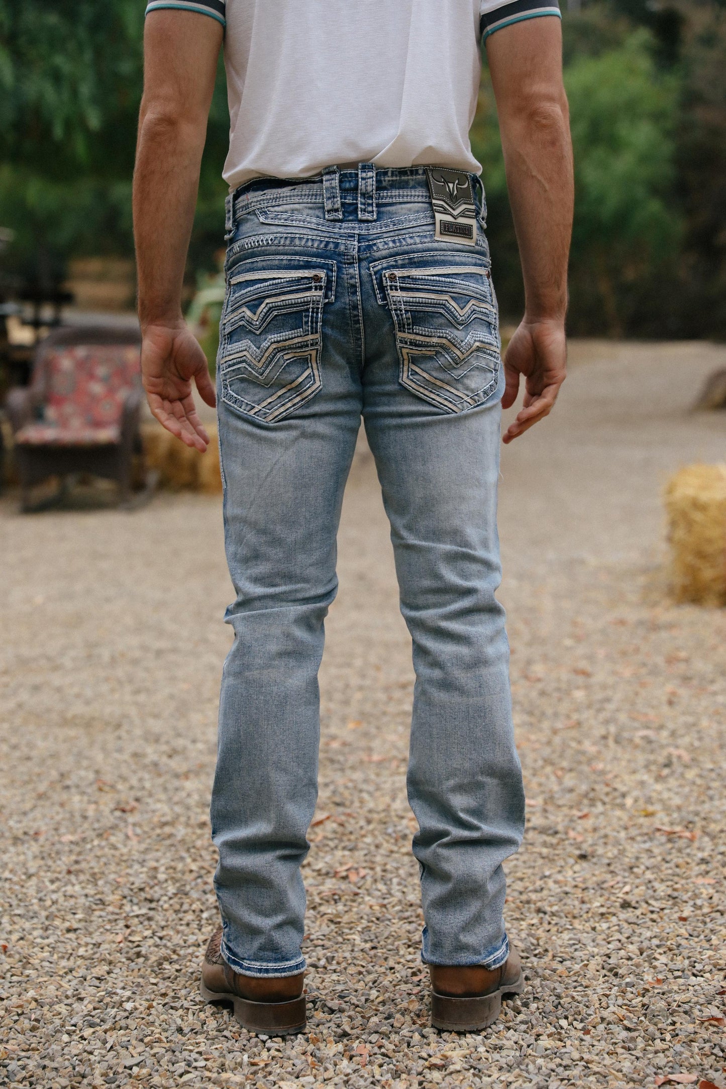 PHD10326 HOLT LIGHT BLUE SLIM BOOT CUT JEANS
