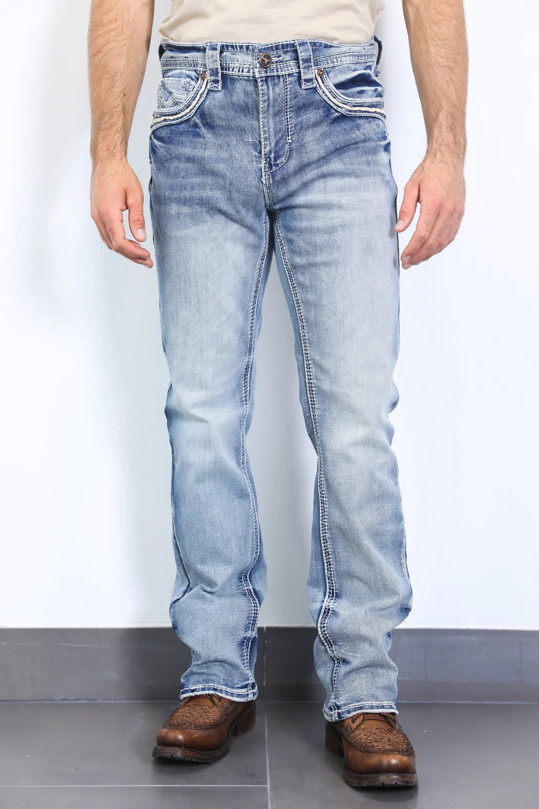 PHD10326 HOLT LIGHT BLUE SLIM BOOT CUT JEANS
