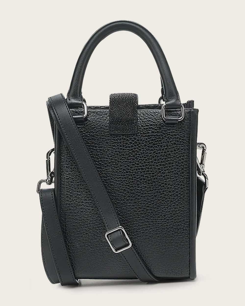 DU690 CUADRA BLACK STINGRAY LASER & STUDS HANDBAG