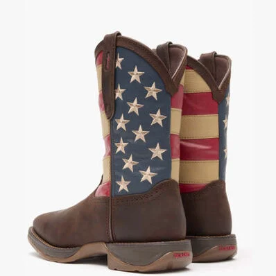 DB5554 DURANGO PATRIOTIC PULL-ON-BROWN/FLAG BOOTS