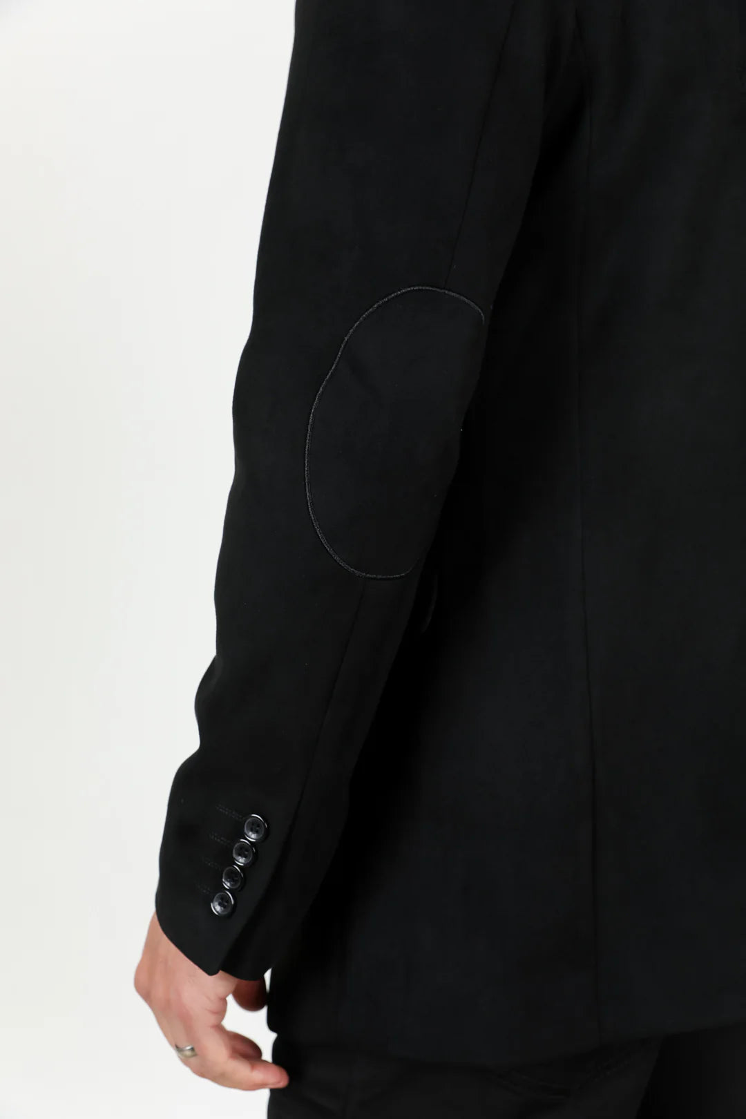 BLZ9443 MEN'S DOUBLE BUTTON FAUX-SUEDE BLAZER BLACK