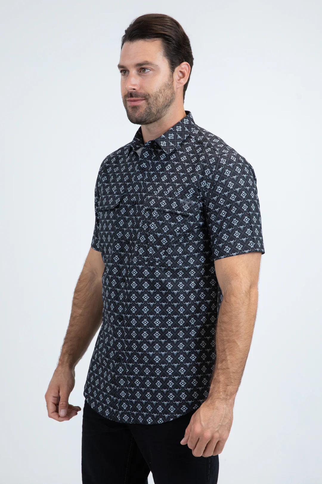 PGS11113 Mens Performance Classic Fit Short Sleeve Black Shirt