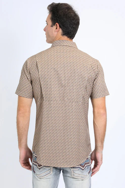 PGW10642 MEN'S PERFORMANCE WESTERN SLEEVE AZTEC BEIGE SHIRT