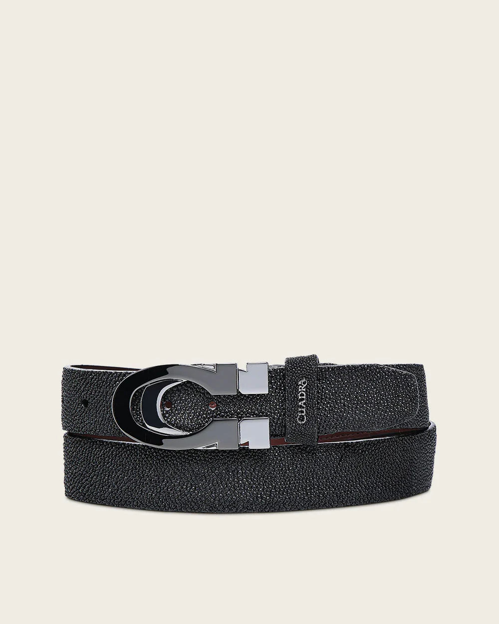 BC433 MEN'S BLACK STINGRAY LEATHER CASUAL BELT CUADRA