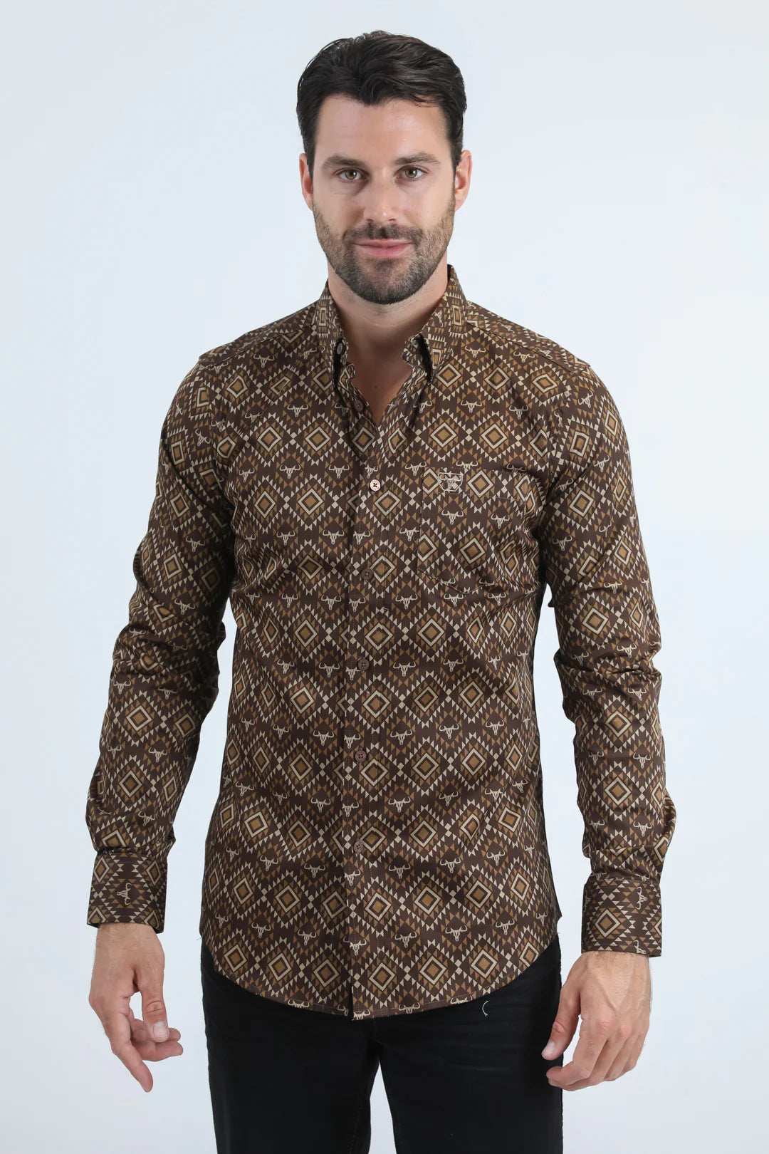 CWL11058 LONG SLEEVE BROWN SHIRT