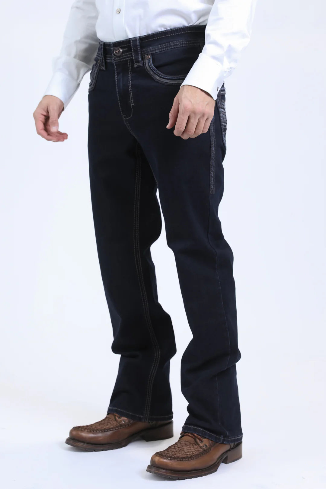 PHD10765 HOLT MENS BLACK SLIM BOOT CUT JEANS