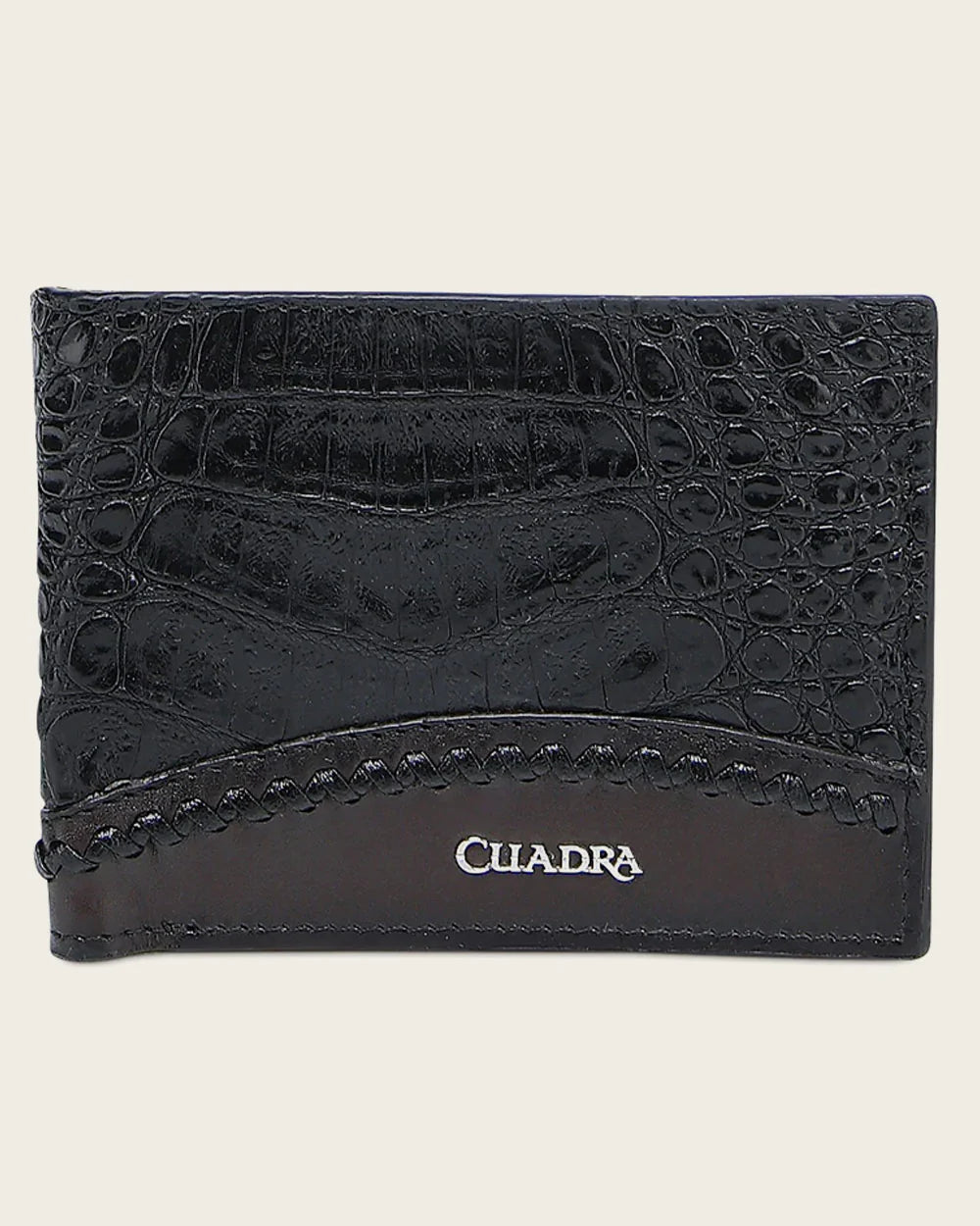 DU720 WOVEN BLACK CAIMAN LEATHER WALLET CUADRA