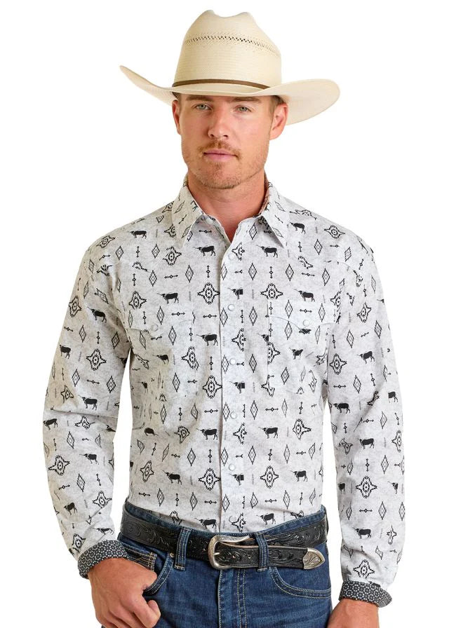 RMN2S06553 MEN'S ROUGH STOCK SNAP FRONT SHIRT